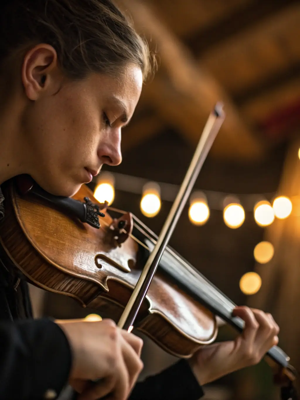 A photograph capturing a live performance where musicians are playing instruments alongside a visual artist creating a digital painting in real-time, showcasing the fusion of music and visual arts.