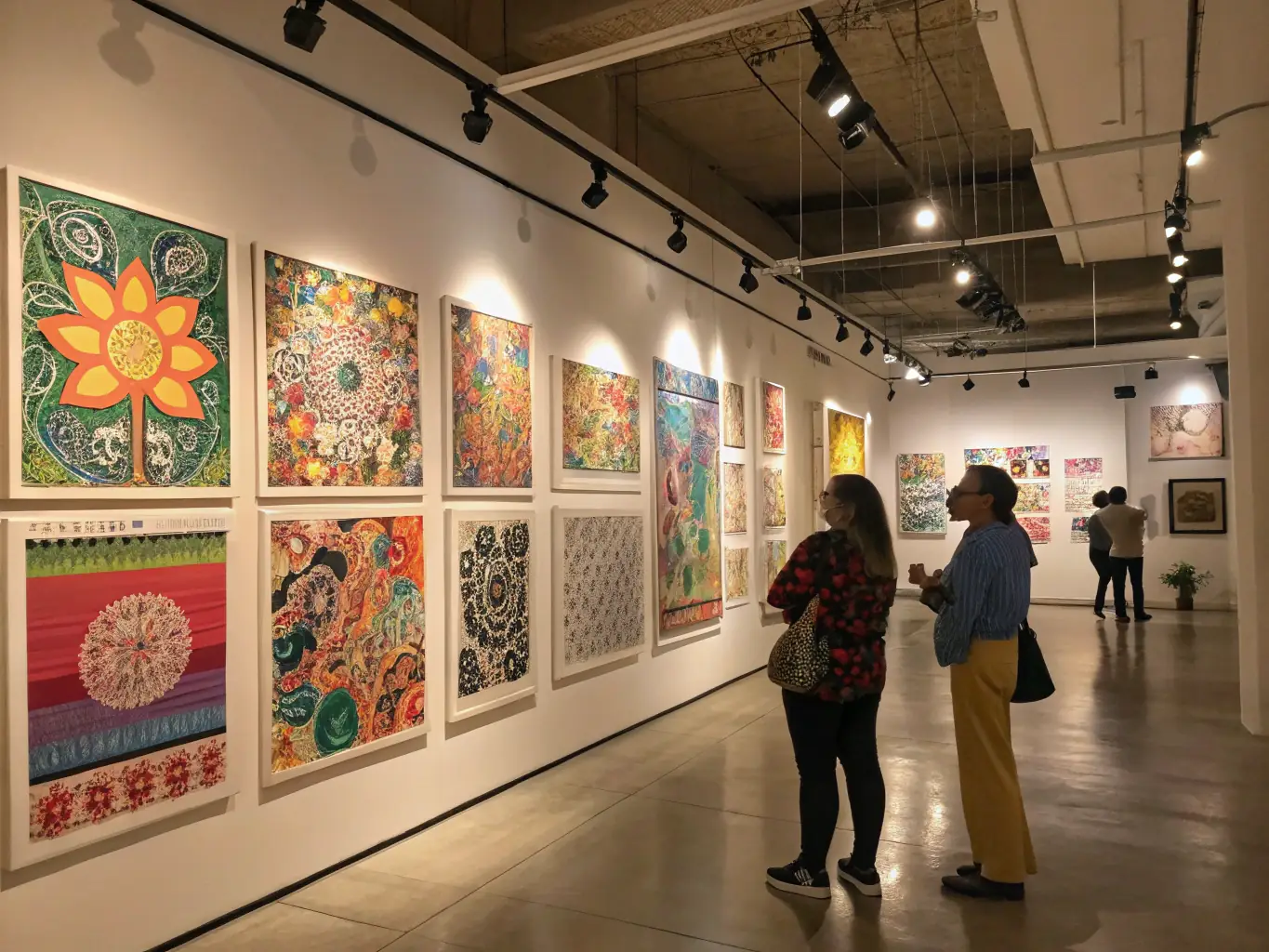 A captivating image of a visual arts exhibition, featuring a diverse collection of artwork created by local artists, highlighting the creativity and talent fostered by MUSIQUES A IMAGES's visual arts initiatives.